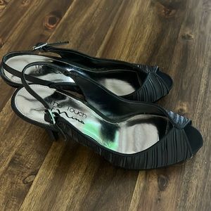 Nina black open toe heels. Vintage! NWOT